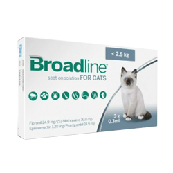 Broadline Spot-On Solution for Cats is indicated for the treatment, prevention and control of flea, tick and biting lice infestations and internal parasite infestation. Buy Broadline Spot-On Cats Flea & Tick treatment at lowest price with free shipping in USA.