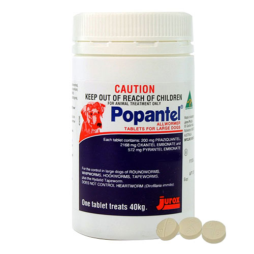 Popantel Allwormer For Dogs 40 Kg 88 Lbs 1 Tablet