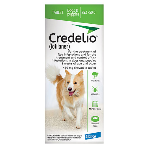 

Credelio For Dogs 25 To 50 Lbs 450mg Green 3 Doses