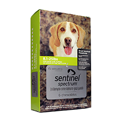 Sentinel Spectrum Green For Dogs 8.1-25 Lbs 6 Chews