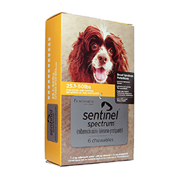 Sentinel Spectrum Yellow For Dogs 25.1-50 Lbs 3 Chews