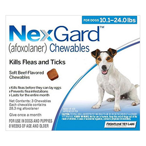

Nexgard For Medium Dogs 10.1-24 Lbs Blue 28mg 3 Chews