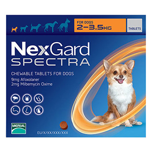 

Nexgard Spectra Tab Xsmall Dog Upto 4.4-7.7 Lbs Orange 3 Pack