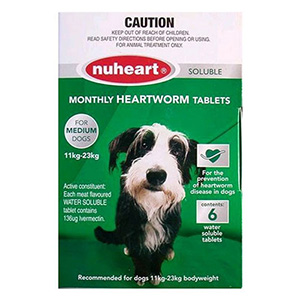 

Nuheart Generic Heartgard Medium Dogs 26-50lbs Green 6 Tablet