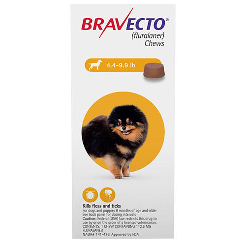 

Bravecto For Toy Dogs 4.4 To 9.9 Lbs Yellow 1 Chews
