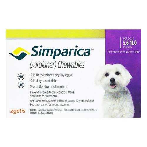 

Simparica For Dogs 5.6-11 Lbs Purple 3 Pack