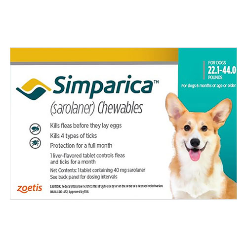 

Simparica For Dogs 22.1-44 Lbs (Blue) 3 Doses