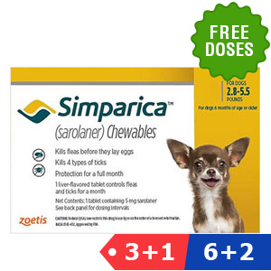 

Simparica For Dogs 2.8-5.5 Lbs (Yellow) 1 Doses