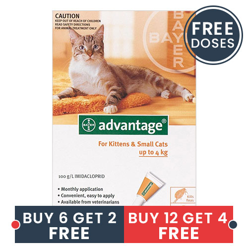 

Advantage Kittens & Small Cats 1-10lbs 6 + 2 Doses Free