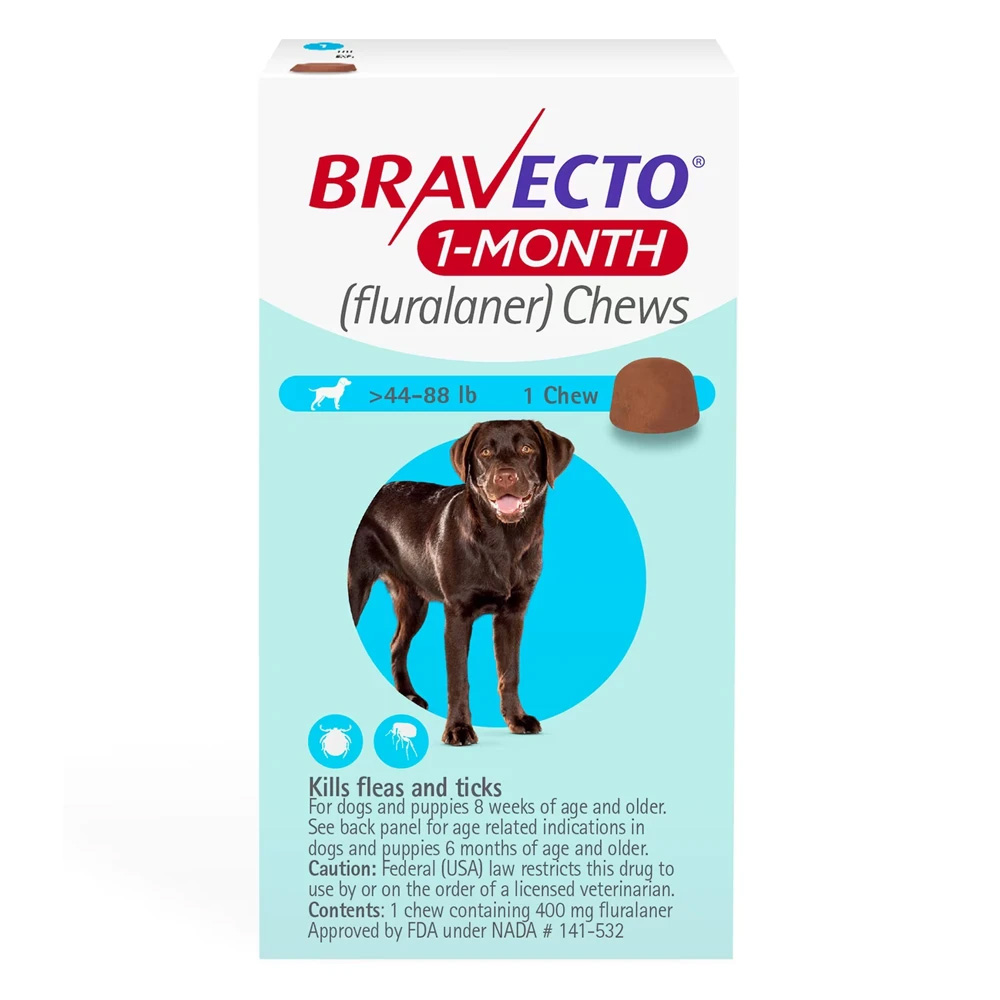 Bravecto 1-Month Chew For Large Dogs 44 To 88lbs (Blue) 1 Chew