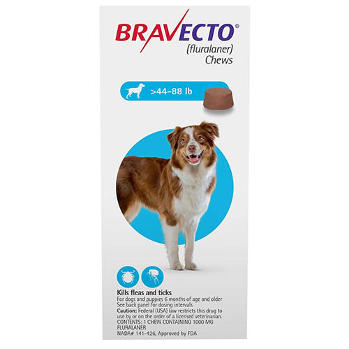 

Bravecto For Large Dogs 44-88lbs Blue 1 Chews
