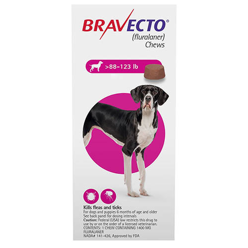 

Bravecto For Extra Large Dogs 88-123lbs Pink 1 Chews