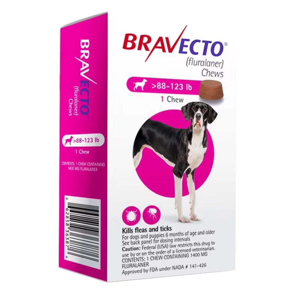 Bravecto For Extra Large Dogs 88-123lbs (Pink) 3 Chews