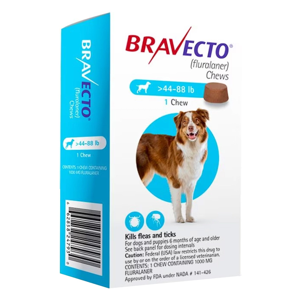 Bravecto For Large Dogs 44-88lbs (Blue) 2 Chews