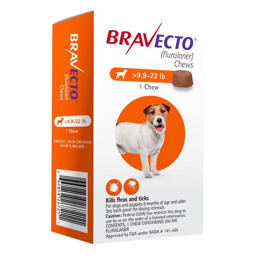 Bravecto For Small Dogs 9.9-22lbs (Orange) 3 Chews