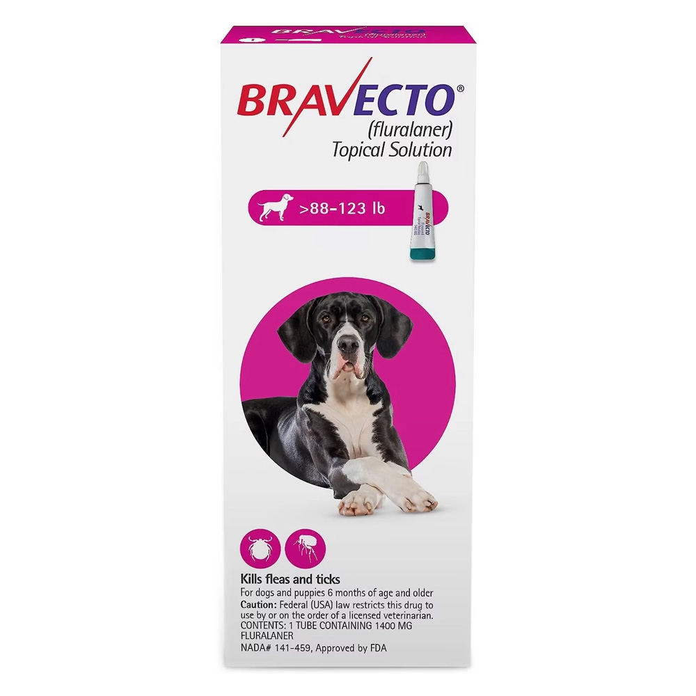 Bravecto Topical For X-Large Dogs (Above 88 Lbs) Pink 3 Doses