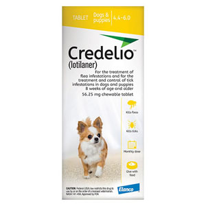 

Credelio For Dogs 04 To 06 Lbs 56.25 Mg Yellow 6 Doses