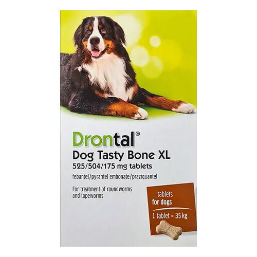 Drontal Plus Chewables For Dogs Up To 35kg (Red) - 77lbs 2 Chews