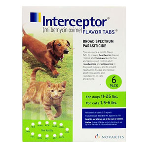 

Interceptor For Small Dogs 11-25 Lbs Green 3 Chews