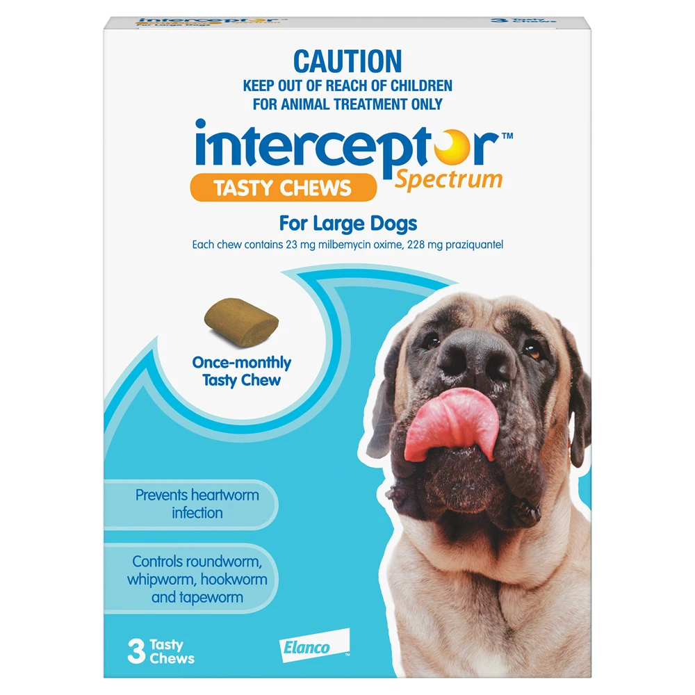 Interceptor For Large Dogs 51-100 Lbs (White) 12 Chews