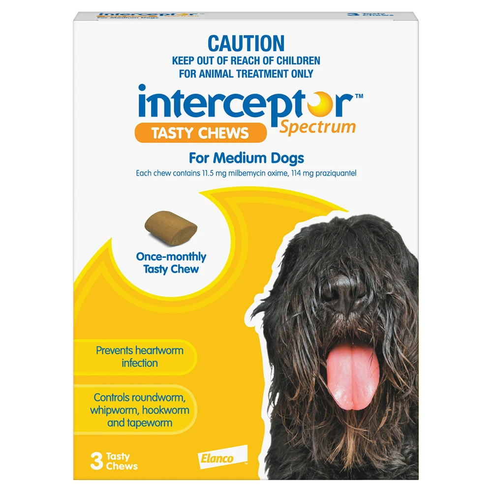 Interceptor For Medium Dogs 26-50 Lbs (Yellow) 6 Chews