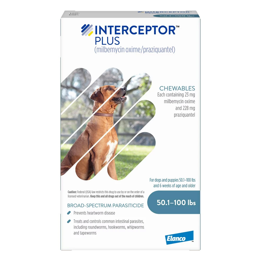 Interceptor Plus Chew (Interceptor Spectrum) For Dogs 50.1- 100lbs (Blue) 12 Chews
