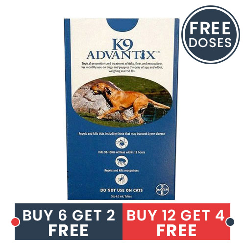 

K9 Advantix Extra Large Dogs Over 55 Lbs Blue 6 + 2 Doses Free