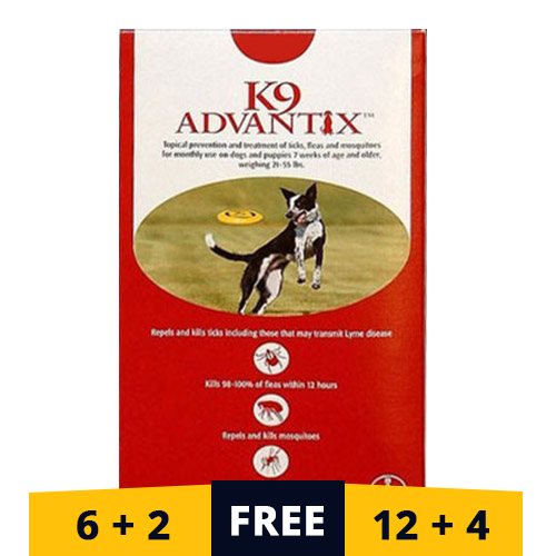 K9 Advantix Large Dogs 21-55 Lbs (Red) 4 Doses