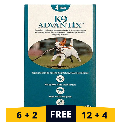 K9 Advantix Medium Dogs 11-20 Lbs (Aqua) 4 Doses
