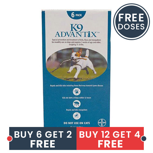 

K9 Advantix Medium Dogs 11-20 Lbs Aqua 6 + 2 Doses Free