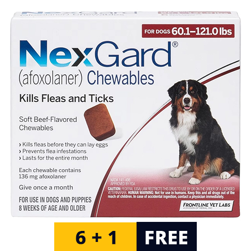 Nexgard Chewables For Extra Large Dogs 60.1-120 Lbs (Red) 136mg 12 Chews