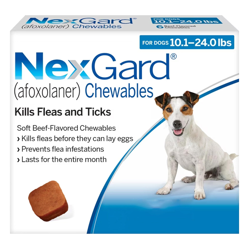 Nexgard Chewables For Medium Dogs 10.1-24 Lbs (Blue) 28mg 12 Chews