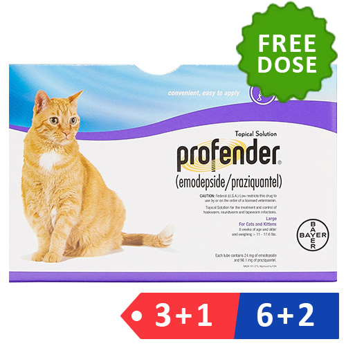 

Profender Large Cats 1.12 Ml 11-17.6 Lbs 3 + 1 Dose Free