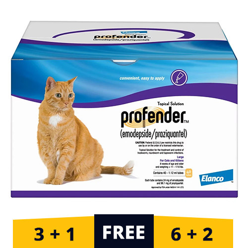Profender Large Cats (1.12 Ml) 11-17.6 Lbs 3 Doses + 1 Free
