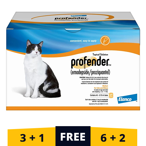 Profender Medium Cats (0.70 Ml) 5.5-11 Lbs 3 Doses + 1 Free