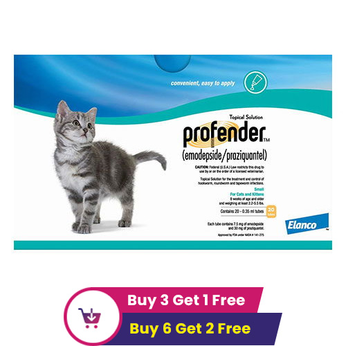 Profender Small Cats & Kittens (0.35 Ml) 2.2-5.5 Lbs 3 Doses + 1 Free
