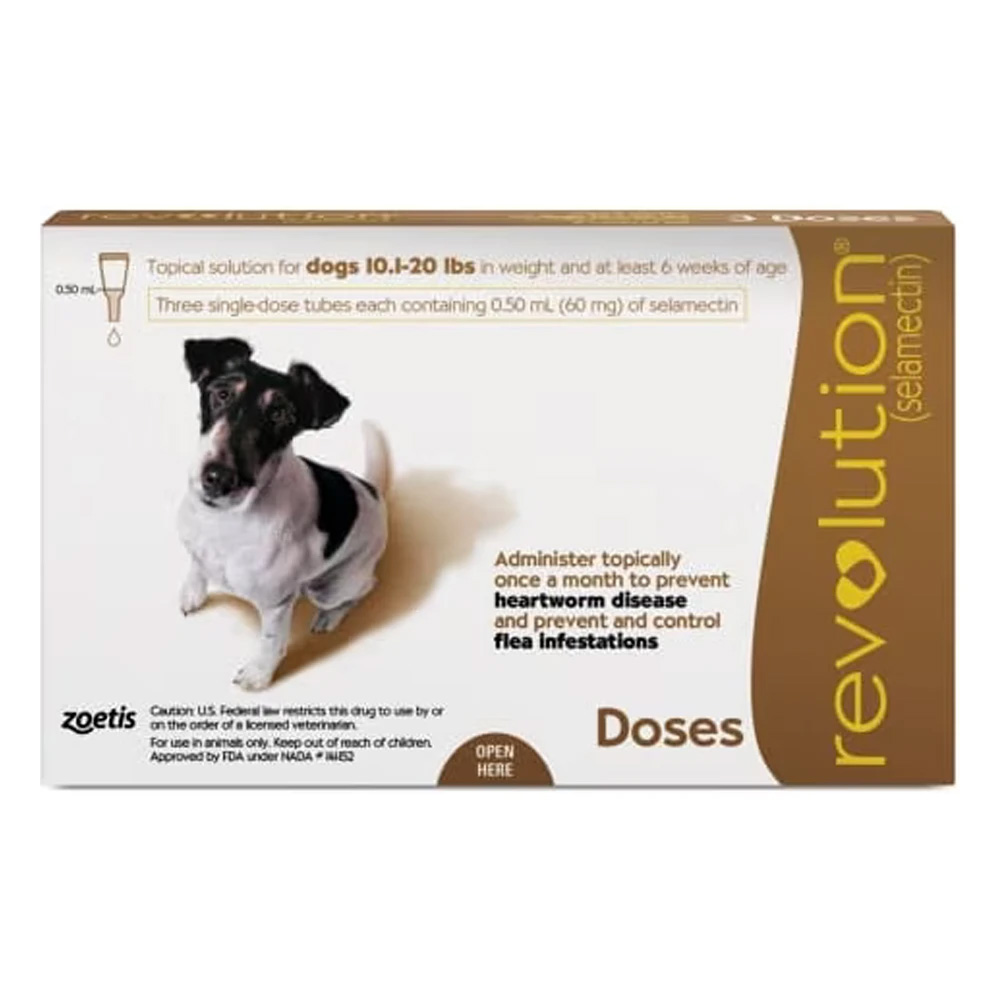 Revolution Small Dogs 10.1 - 20lbs (Brown) 3 Doses