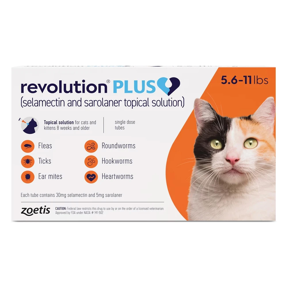 Revolution Plus For Medium Cats 5.5-11lbs (2.5-5kg) Orange 3 Pack