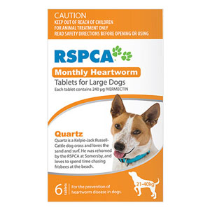 

Rspca Heartworm Tablets For Large Dogs 45-88lb Orange 6 Tablet