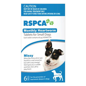 

Rspca Heartworm Tablets For Small Dogs Under 22lb (Blue) 6 Tablet