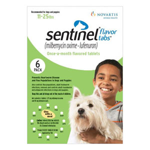 Sentinel Dogs 11-25 Lbs Green. 6 Chews