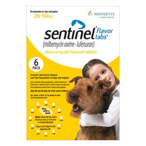 Sentinel Dogs 26-50 Lbs Yellow 3 Chews