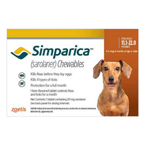 

Simparica For Dogs 11.1-22 Lbs Brown 3 Pack