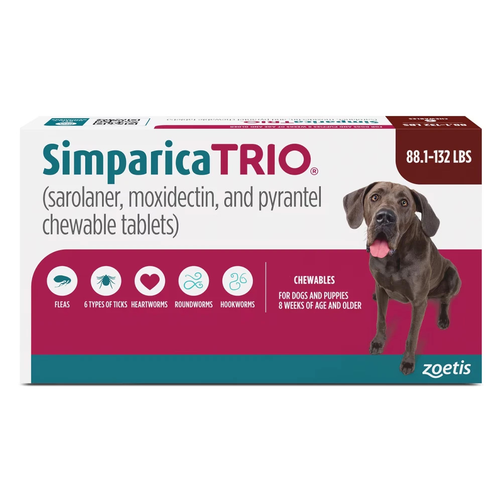 Simparica Trio For Dogs Above 88 Lbs (Brown) 6 Doses